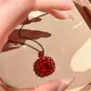 Colgante Verde Paraíba Estilo Oscuro, Elegante Anillo de Diamante Rojo Corte Cushion, Aretes Azules, Conjunto de Joyas de Oro Negro para Mujer