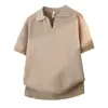 Camisa Polo Tricô Manga Curta Masculina Gola V Gola Gaivota Padrão Abacaxi Estilo Old Money Camiseta Seda Gelada Verão Atravessando Fronteiras Fábrica Atacado