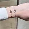 Pulsera Hueca con Forma de Corazón de Fred con Diamantes, Doble Corazón V Chapada en Oro Simple Versátil Joyería de Nicho Regalo para Novia