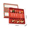 Talheres de Mesa com Tema Árvore de Natal Transfronteiriça Colher de Aço Inoxidável Garfo de Boneco de Desenho Animado Colher de Café Conjunto de Natal Infantil Caixa de Presente