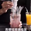 Popotes de Vidrio, Reutilizables, Resistentes al Calor, Popotes Ecológicos para Beber, Popotes Transparentes Curvos Gruesos para Té de Leche, Popotes Extra Largos