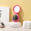 Pente de Bolso Dobrável Fofo Arco-Íris Dente de Agulha Plástico Espelho Dobrável Reto Dentes Retos Redondos Pente de Espelho Dobrável para Maquiagem Peça Única