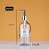 Botella Transparente Simple para Gel Antibacterial Marrón Botella con Dispensador de Presión para Champú Gel de Ducha Limpiador Facial Botella Vacía de Vidrio