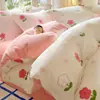 Juego de cuatro piezas de terciopelo de leche invierno cálido engrosado funda de edredón de terciopelo coral vellón de doble cara sábana de franela juego de tres piezas
