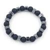 Pulsera Elástica de Obsidiana para Hombre, Cuentas de Piedra Mate, Pulsera Retro, Accesorios Hechos a Mano DIY, Nuevo Estilo de Verano