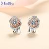 Brincos de Rosa Única em Prata S925 Xindeyi Estilo Minimalista Brincos de Tarraxa com Moissanita Joia de Orelha com Diamante Sintético