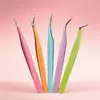 Pinzas de Colores para Pestañas al por Mayor, Pinzas Regulares, Pinzas de Precisión para DIY, Herramientas Portátiles de Belleza para Pestañas
