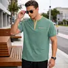 Camisa Polo Casual Simple de Manga Corta con Botones Decorados, Serie de Colores, Versátil, Estilo Europeo y Americano Transfronterizo, Camisa de Manga Corta para Hombre de Comercio Exterior