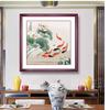 Nova pintura decorativa em estilo chinês Estilo chinês Nove peixes Imagem Sala de estar Entrada Sala de chá Pintura suspensa Decoração de casa em estilo chinês Pintura de parede de madeira maciça macia