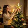 Decoração de topo de árvore de Natal 15cm estrela de plástico banhada a ouro estrela de cinco pontas galvanizada estrela de topo de árvore de Natal Decoração de Natal