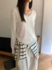 Tg Suéter Casual de Punto Fino con Cuello en V Delgado y Sencillo para Mujer Otoño Temprano 2025 Nuevo Suéter Abotonado de Punto Fino 25423