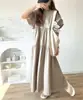 Vestido largo suelto estilo japonés y coreano para 2026 con mangas plisadas, vestido casual adelgazante para el día a día