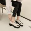 Sapatos Mary Jane de Solado Grosso Pequenos de Couro 2024 Novo Estilo Britânico Bico Redondo Estilo Japonês Sapatos Jk Estilo Coreano Mocassins com Cadarço Trbottomy