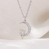 Collar de gato lunar, regalo romántico de San Valentín 2024, colgante de gatito con incrustaciones de diamantes, cadena de clavícula para mujer