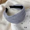 Faixa de cabelo de tecido cinza em tom frio, estilo coreano, para outono e inverno, estampa de leopardo, padrão floral, vários estilos, adiciona volume ao topo da cabeça, acessório de cabelo estiloso para o dia a dia para mulheres