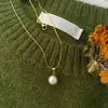 Collar de Perla Única con Hebilla de Melón para Mujer, Lujo Ligero, Diseño de Nicho, Estilo Ins, Cadena para Clavícula de Moda Elegante con Colgante