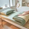 2026 Novo Modelo Classe A Fio 100% Algodão Tingido em Fio Algodão Lavado Cama de Solteiro para Estudante Quarto de Dormitório Lençol de Cama de Solteiro Conjunto de Três Peças
