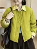 Chaqueta Abrigo de Algodón de Alta Gama Otoño/Invierno Nuevo Bloque de Color Patchwork Ribeteado para Mujer Petite Ligero Corto Moda Ropa de Algodón Top