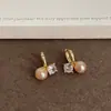 Ear Cuff Redondo de Zircônio Pérola Simples Francês Feminino High-End Para o Trabalho Temperamento Moda Tendência Versátil Brincos Joias para Orelha
