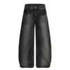 Pantalones Curvos con Estampado de Bambú Negro Estilo Retro Americano para Hombres y Mujeres, Nuevo Estilo de Otoño, Jeans Elegantes de Gama Alta de Nicho