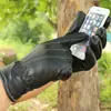 Nuevos guantes de otoño e invierno para hombre, para montar al aire libre, de cuero PU, calentamanos, con felpa, de canalé de tres líneas y tres vías, compatibles con pantalla táctil