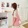 Nova Bolsa de Palha Grande Capacidade para Verão, Bolsa de Praia Tecida, Bolsa de Praia de Tricô com Flores, Bolsa Tote Elegante de Ombro Único para o Dia a Dia
