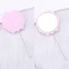 Espejo de tocador con flor de rosa simple, espejo de maquillaje floral de alta definición con mango, estilo europeo, mismo modelo, espejo pequeño