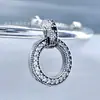 Panjia Dora Cobre Blanco Chapado Plata 925 Cuentas Nuevo Disney Día de San Valentín Chino Corazón Colgante Pintado a Mano Accesorios DIY
