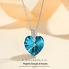 Pendente Coração Oceano Azul com Diamante Colorido S925 Europeu e Americano Prata Esterlina Cristais Incrustados Acessórios Presente para Amante Atacado