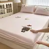Toalha Bordada Cartoon Lençol de Baixo com Elástico Escovado Lençol de Cima Conjunto de Roupa de Cama Infantil Algodão Puro para Todas as Estações Conjunto de Roupa de Cama de Três Peças