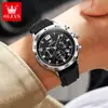 Reloj Marca Oulisi Modelo Nuevo con Correa de Goma, Reloj de Cuarzo Multifuncional con Cronógrafo, Reloj Luminoso Impermeable para Hombre