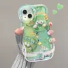 Pintura a Óleo Bola de Pelo Adequado para Capa de Celular Apple 16 iPhone 18Pm Desenho Animado Fofo 17 Silicone 15 Suporte 14 Estilo Coreano