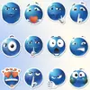 100 Pegatinas de Emojis, Abstractas Creativas Feas-Lindas Populares Ojos Grandes Frijol Azul Cara Sonriente Pegatinas de Emoticonos