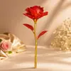 Rosa única em folha de ouro, rosa de ouro artificial, presente de Natal e Dia dos Namorados, pequeno presente para o Dia das Mães e Dia dos Professores
