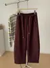 Pantalones casuales de pierna ancha de encaje con cordones de cintura alta para mujer, moda de otoño 2026, pantalones largos casuales holgados, estilo coreano
