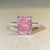 Explosiones Transfronterizas Anillo de Plata de Ley 925 Corte Flor de Hielo para Mujer Tamaño 8X10 Anillo de Piedra de Color Corte Raydion 4 quilates