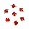 Accesorios colgantes dobles de trébol de cuatro hojas con borde de circonita de cristal de cobre de color 14K galvanizado, pulsera hecha a mano para collar