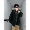 Chaqueta Vintage Marrón Holgada Cómoda de Otoño/Invierno para Hombres Jóvenes, Chaqueta Falsa de Dos Piezas Estilo Maillard