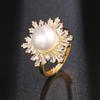 Anillo de apertura transfronteriza Ai Er Mosha con orificio vacío de medio agujero de 10-12 mm, flor de nácar blanco, perla, jade y ágata.