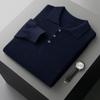 Suéter de lana 100% pura de First-Line Clothing para hombre, cuello tipo polo, camisa de punto, suéter informal holgado para hombre.