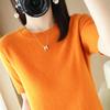 Suéter de Punto para Mujer, Camiseta Holgada de Manga Corta con Cuello Redondo y Tejido de Punto, Top Corto para Primavera y Otoño