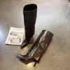 Botas de tacón alto estilo chica coreana picante para mujer, otoño e invierno, sexys botas de tacón de aguja con punta fina, botas altas hasta la rodilla adelgazantes