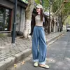 Foto Real de Dobladillo Curvo Jeans Versátiles Adelgazantes de Cintura Alta para Mujer Colección Primavera 2026, Pantalones Anchos Holgados, Pantalones Harem Cortos