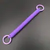 Soporte para Tarjeta de Teléfono Móvil con Anillo de Resorte de Doble Broche Pintado en Spray, Cordón Anti-Pérdida, Cadena de Resorte de Plástico Telescópica, Llavero de Color Caramelo