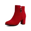 Terciopelo Talla Gruesa Botas de Jinete Nuevas 33 Botas de Tacón Alto Mate 52 Botines Mujer Talla Amazon 2024 Comercio Exterior Rojo