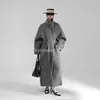Casaco de Lã de Alta Qualidade com Tecido Estilo Tweed, Dupla Face, para Mulheres, Novo Outono e Inverno, Estilo Coreano, Lã Solta Longa