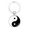 Acessórios estilo chinês Yin Yang Tai Chi Oito Trigramas Pegadas de Gato Pedra do Tempo Chaveiro Corrente de Chaveiro para Personalizar