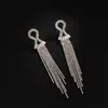 Brincos de Franja com Strass Brilhante e Zircônia Cheios de Diamante Simples Elegantes para Performance de Palco Casamento E768