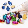 Fábrica de atacado de ouro gota de água garra de vidro diamante com furo de costura manual Diamante diy roupas vestido de noiva sapato material acessórios de jóias