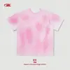 Camiseta Masculina Estilo Fino Bk Pintada à Mão 160g Algodão Puro Gradiente Verão Estilo Americano Pintada Solta Gola Redonda Manga Curta